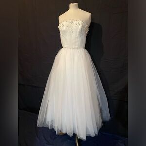 Designer 2 Piece Wedding Dress Bridal Gown Strapless White Ivory 2